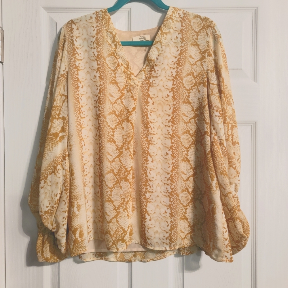 Yellow Snake Print Blouse NWOT